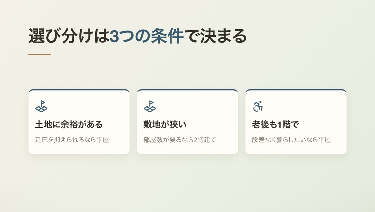 選び分けは3つの条件で決まる