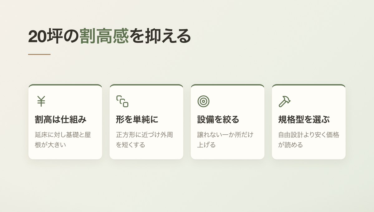 20坪の割高感を抑える