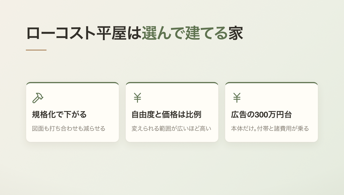 ローコスト平屋は選んで建てる家