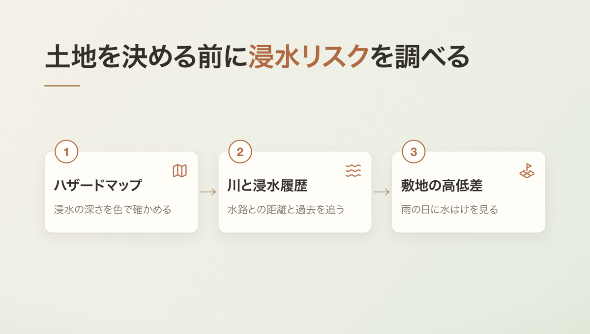 土地を決める前に浸水リスクを調べる