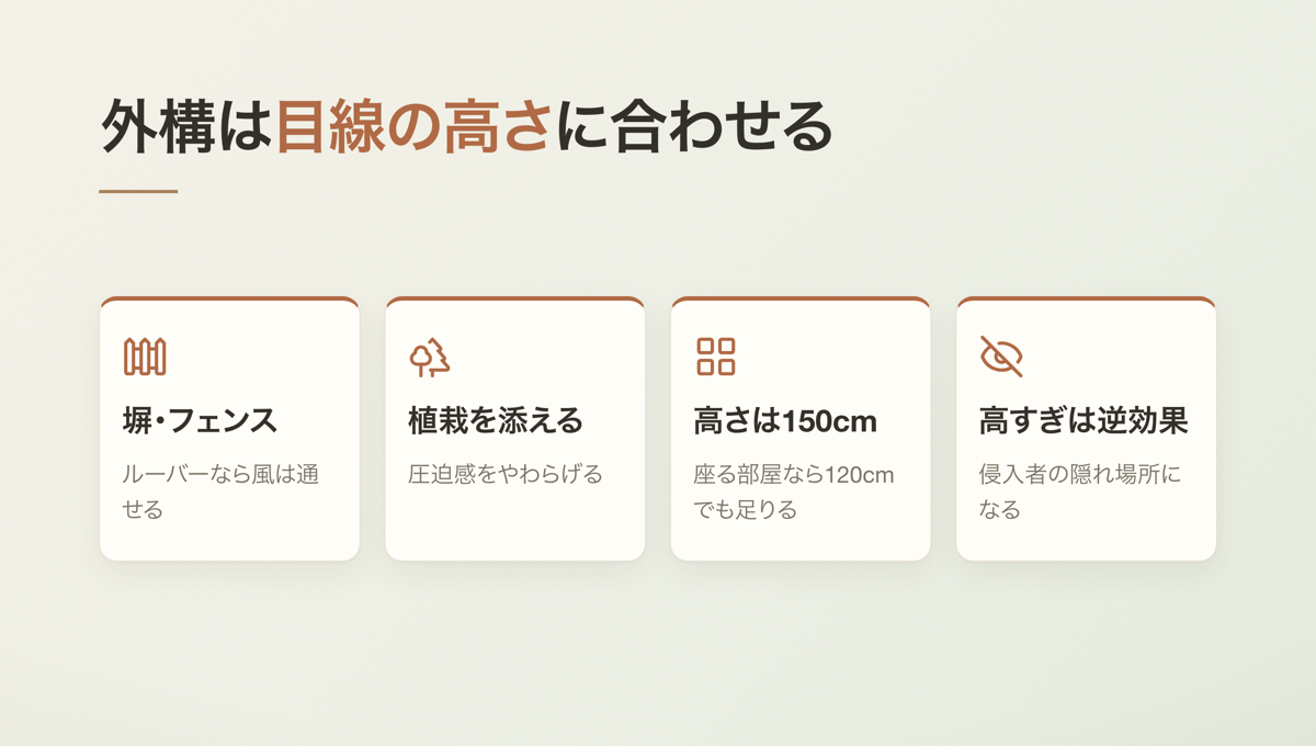 外構は目線の高さに合わせる
