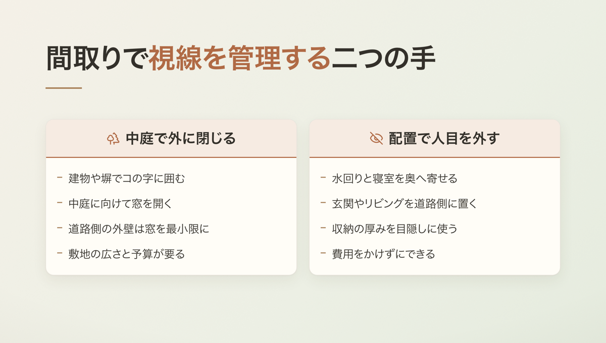 間取りで視線を管理する二つの手