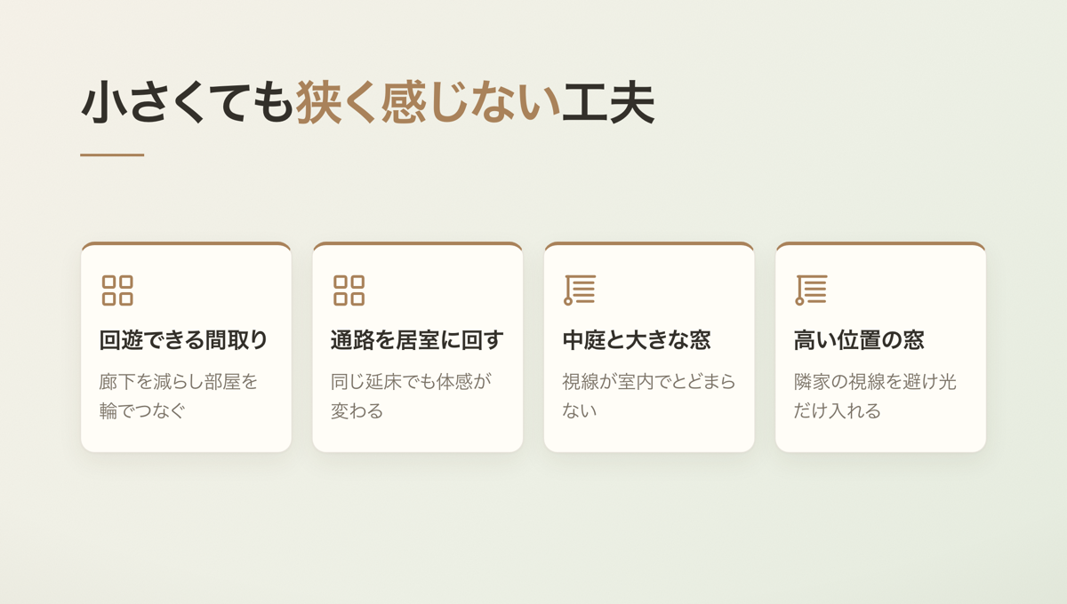 小さくても狭く感じない工夫
