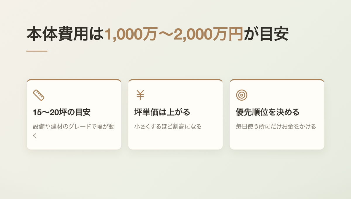 本体費用は1,000万〜2,000万円が目安