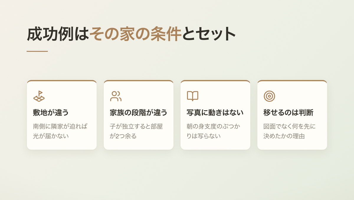成功例はその家の条件とセット